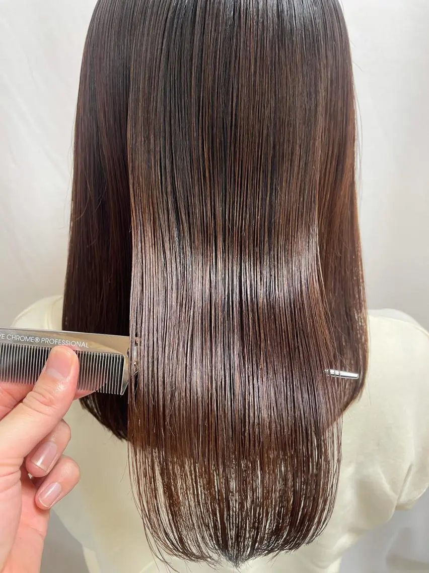 ロング パーマ カット 縮毛矯正 髪質改善/縮毛矯正 /レイヤーカット岡部のヘアスタイル