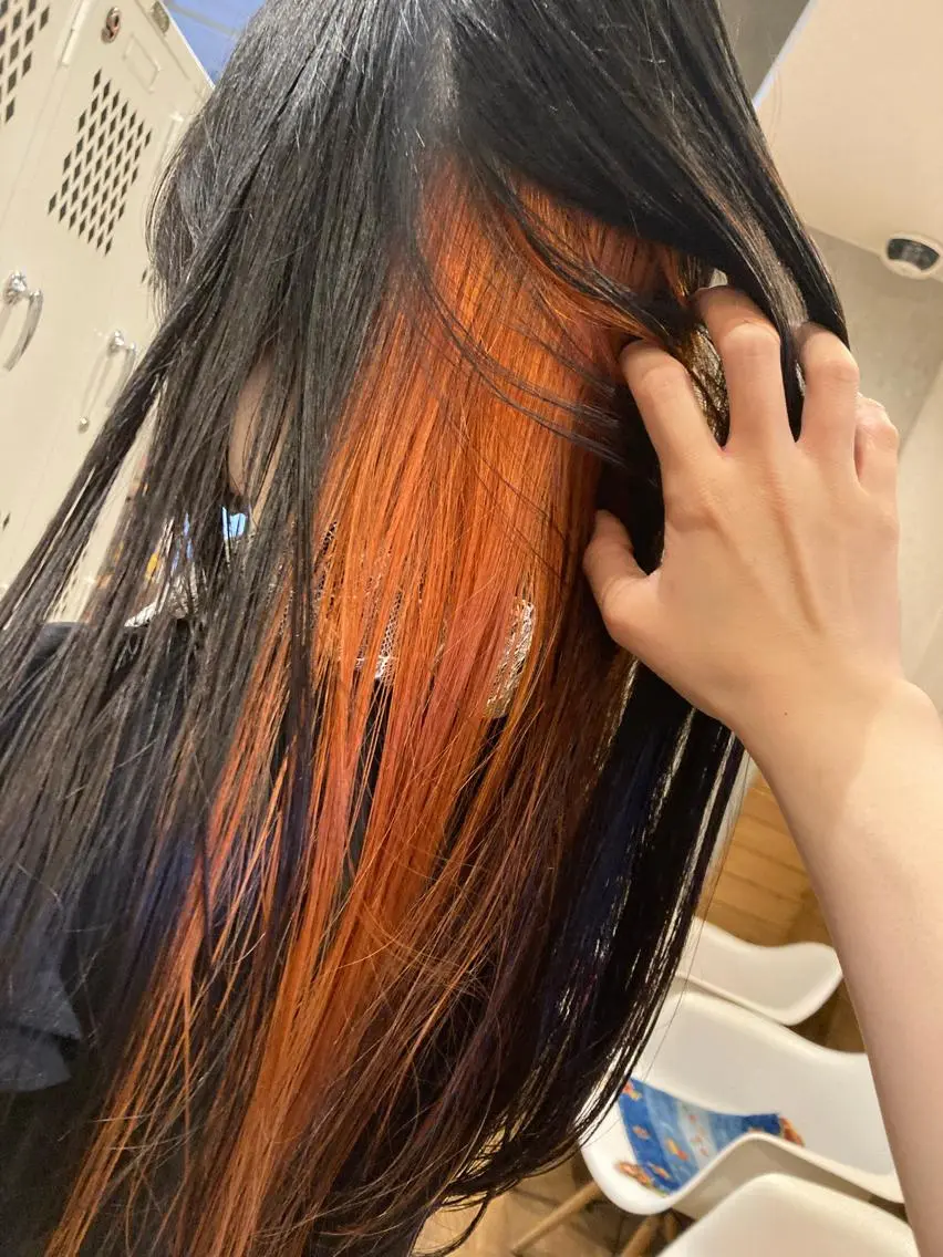 ロング カラー インナーカラー オレンジ 縮毛矯正/髪質改善 /SATOKOのヘアスタイル