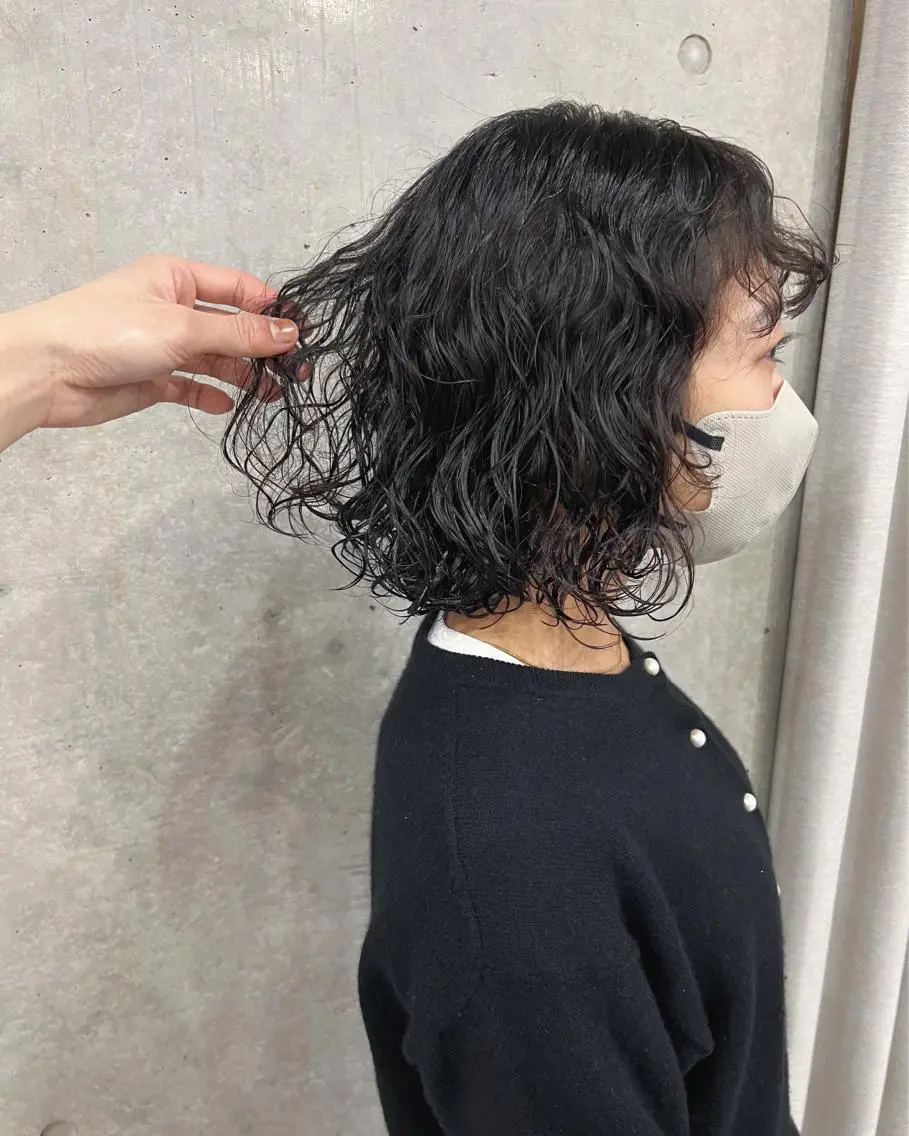 ショート パーマ カット パーマ トリートメント ボブパーマコテ巻き風 パーマNo1深江秀平のヘアスタイル
