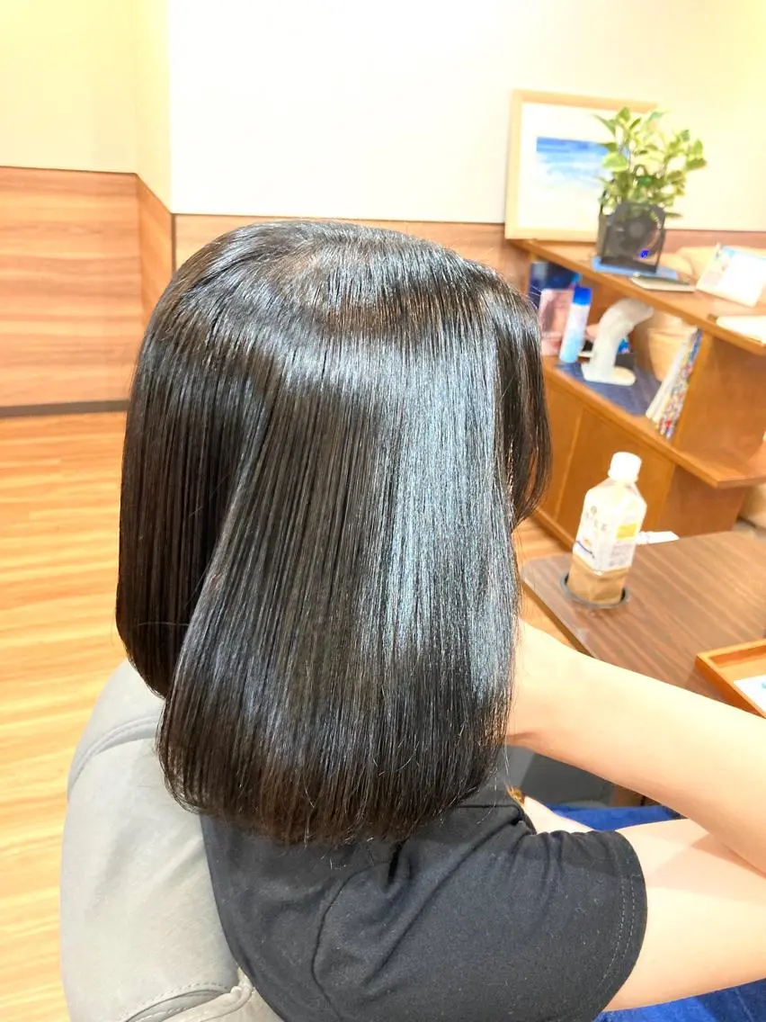 ミディアム カラー パーマ 髪質改善 縮毛矯正 トリートメント Annon プライベートサロンのヘアスタイル
