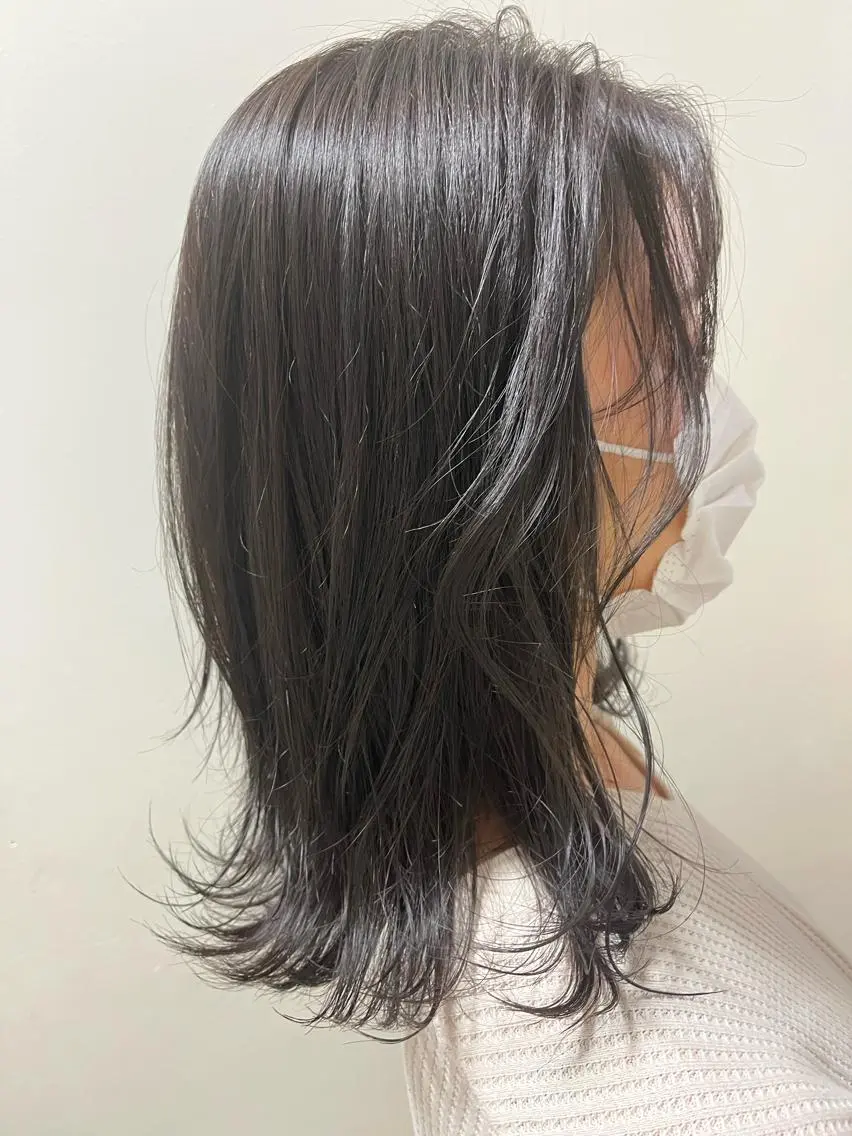 ミディアム カラー ヘアアレンジ メンズ キッズ ネイル マツエク・マツパ 透明感カラー🤎 ゆりのヘアスタイル