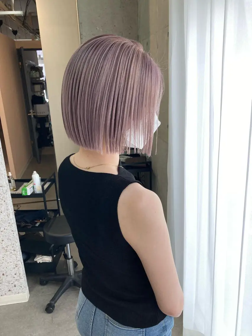 ショート カラー ボブ 髪質改善.縮毛矯正 ×韓国ヘアyukiのヘアスタイル