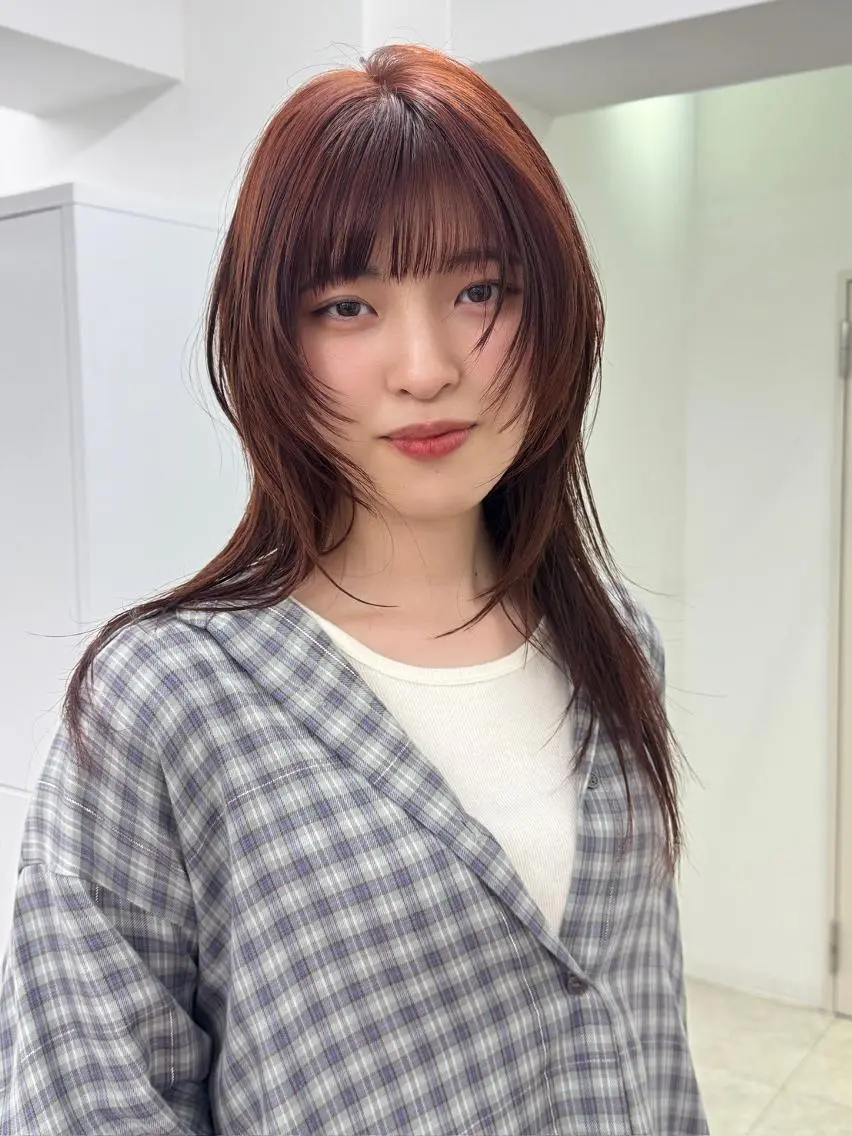 セミロング カラー 髪質改善 縮毛矯正 カット ヘアカラー トリートメント ヘッドスパ newi fhami 吉祥寺のヘアスタイル