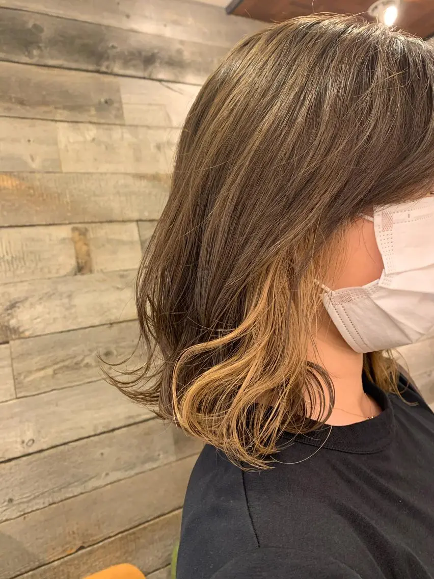 ミディアム カラー ヘアアレンジ ヘアカラー kei🤎ベージュ /透明感カラー/博多のヘアスタイル