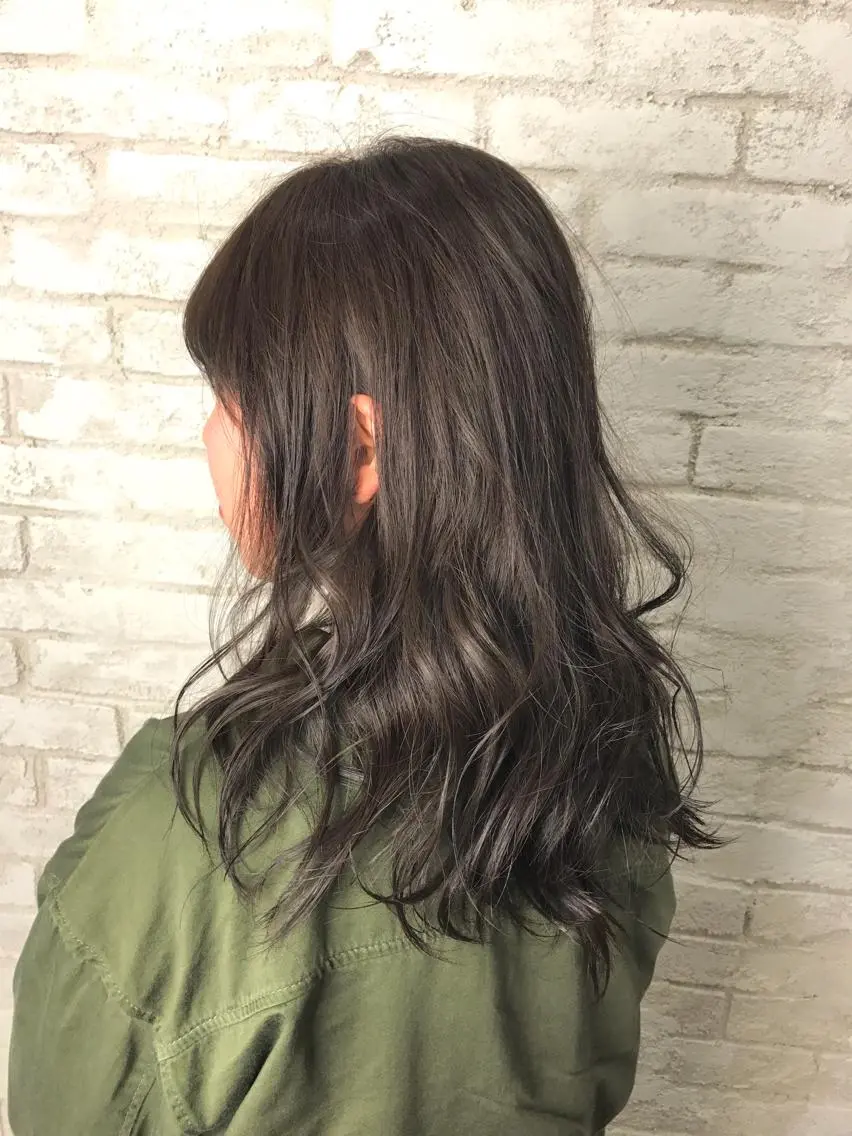 セミロング カラー パーマ ヘアアレンジ グレージュ 韓国ヘア✨グレージュ カラーasamiのヘアスタイル