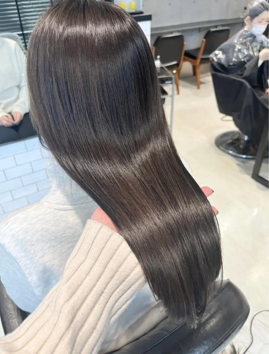 セミロング カラー パーマ ヘアアレンジ カット ヘアカラー トリートメント ヘッドスパ ヘアセット 透明感/オリーブ/ グレージュ/YUKAのヘアスタイル
