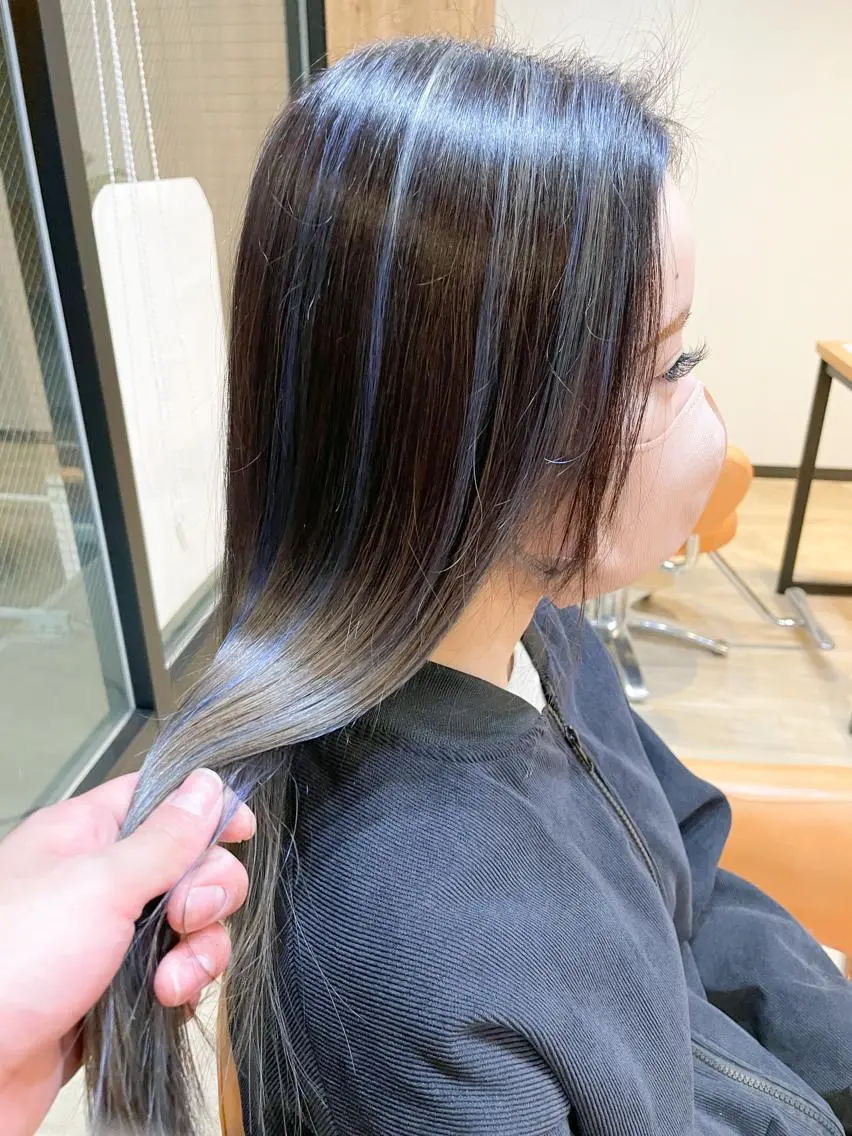 セミロング カラー ブルーカラー ブルーラベンダー ラベンダーカラー ヘアカラー 髪質改善/ブリーチ 田代 龍我のヘアスタイル