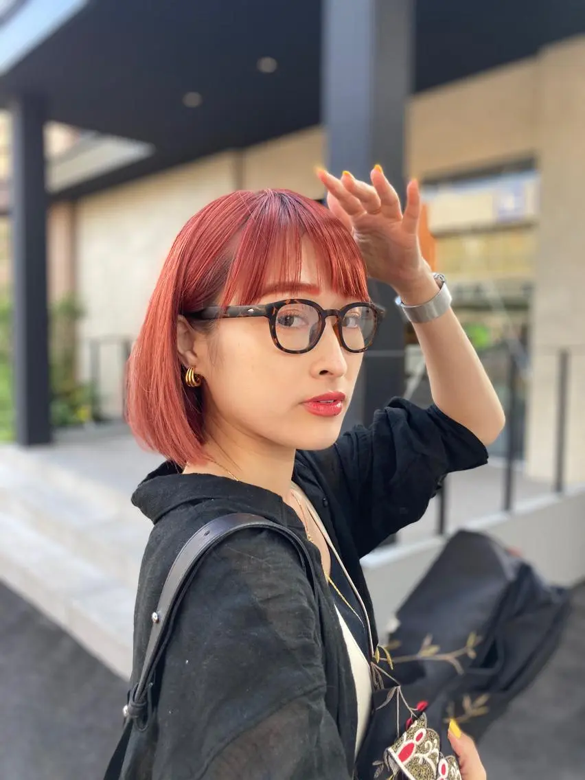 ミディアム カラー パーマ マツエク・マツパ ハイトーンカラー ボブ ✂️ワタナベ コウジ✂️のヘアスタイル