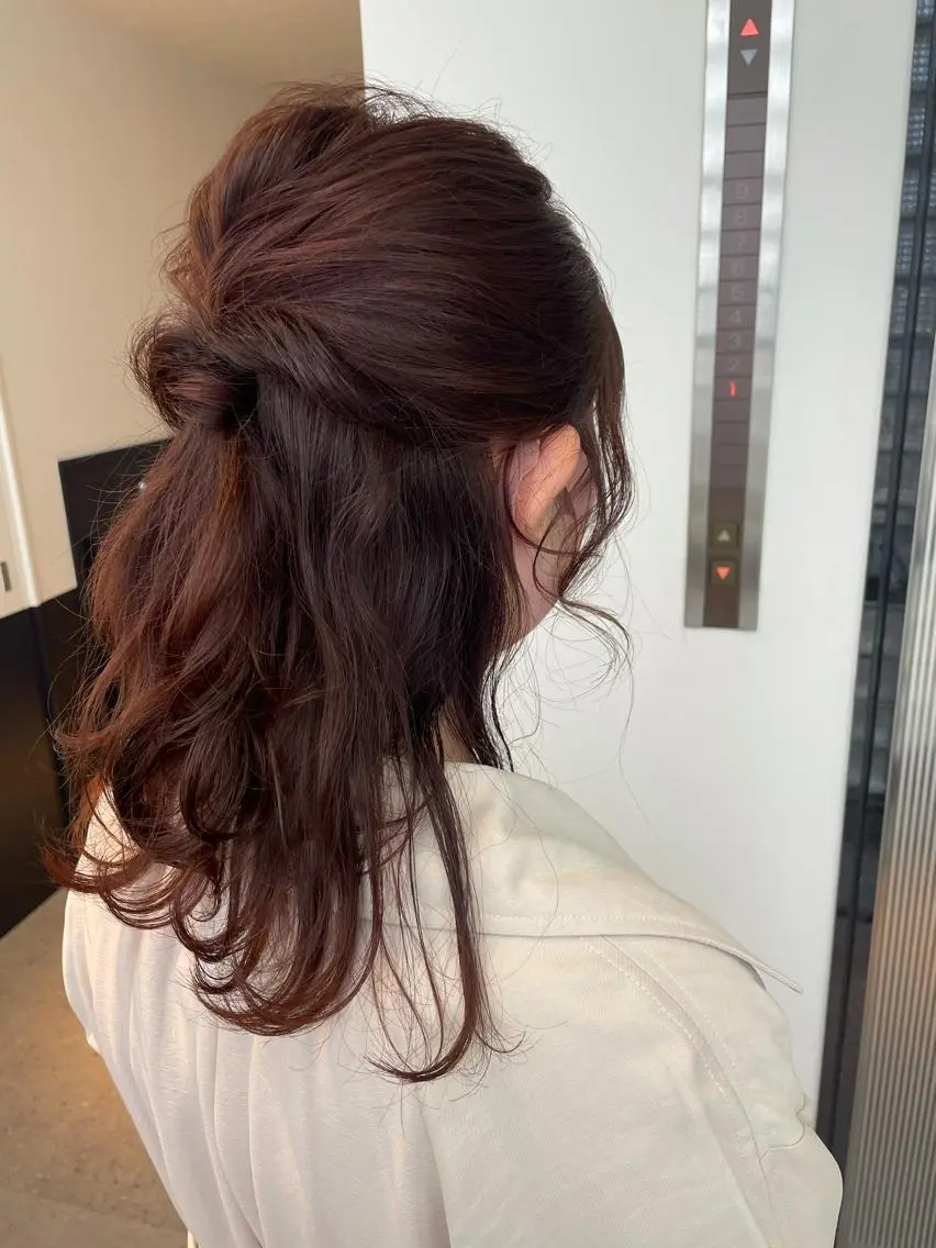 セミロング ヘアアレンジ ハーフアップ ショート/脱白髪染め ☆宇﨑悠実のヘアスタイル