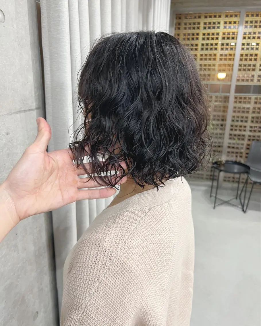 ショート パーマ カット パーマ トリートメント ボブパーマコテ巻き風 パーマNo1深江秀平のヘアスタイル