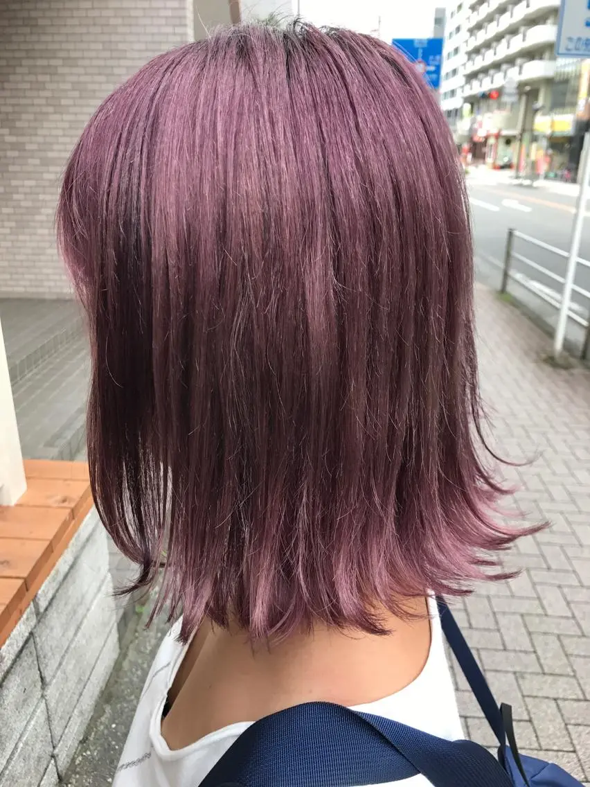ミディアム カラー ブリーチ ラベンダーカラー ラベンダーピンク ピンクカラー パープルカラー 平尾 拓也のヘアスタイル