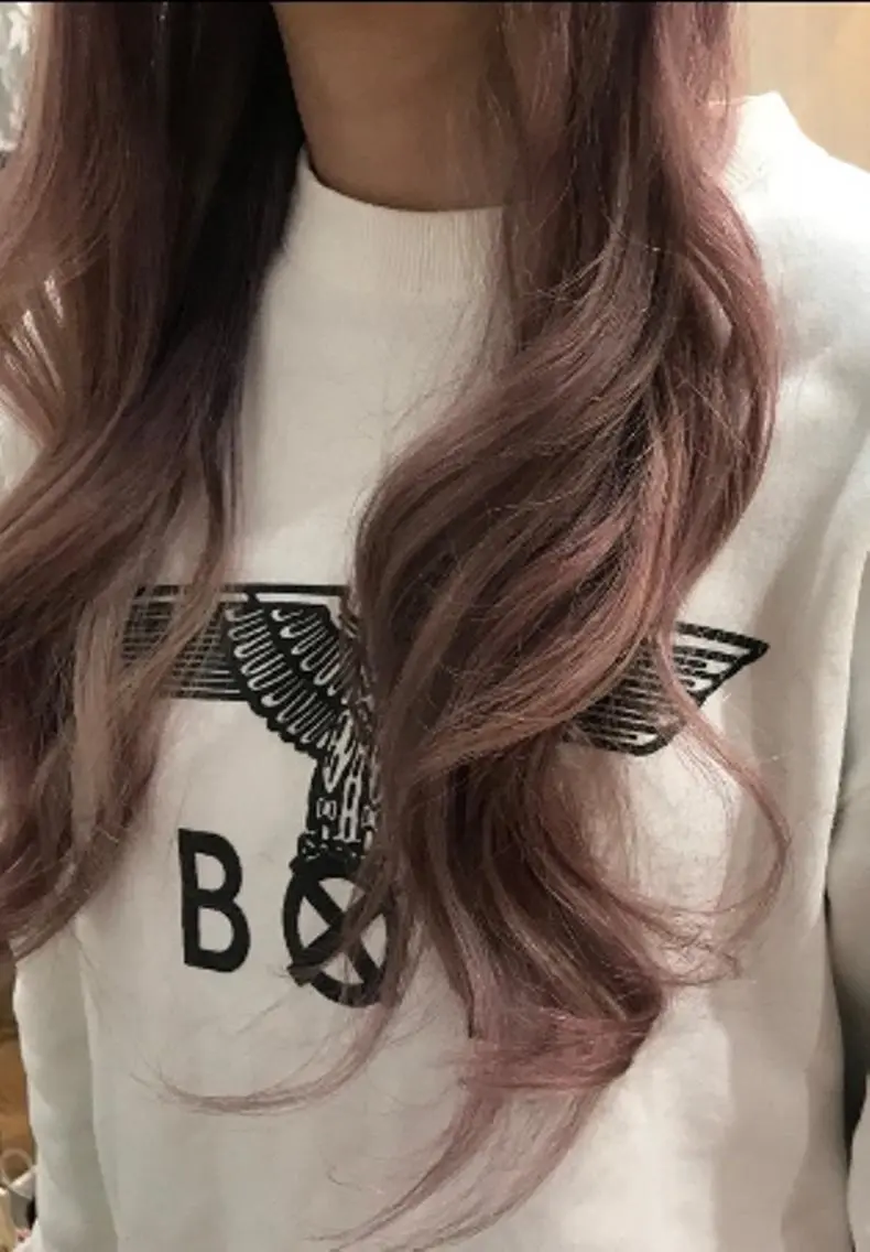 ロング カラー パーマ ヘアアレンジ チビ編み込みエクステ シールEXどぅ〜すのヘアスタイル