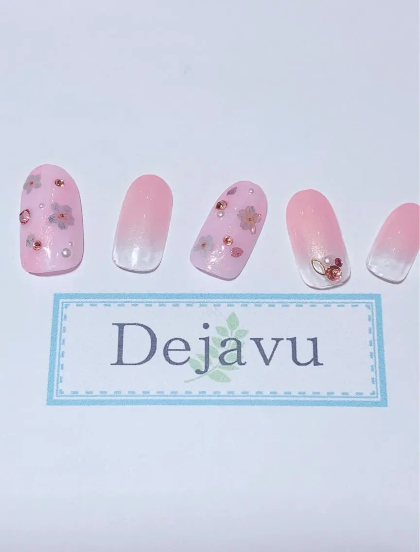 ネイル アートネイル 桜ネイル ハンドネイル Nail salon Dejavu 🌿のネイルデザイン