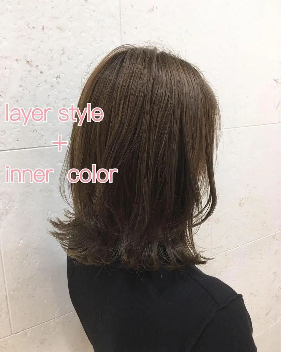 セミロング カラー ブルーカラー ブルージュ インナーカラー レイヤーカット カット ヘアカラー トリートメント 斉藤 貴也のヘアスタイル
