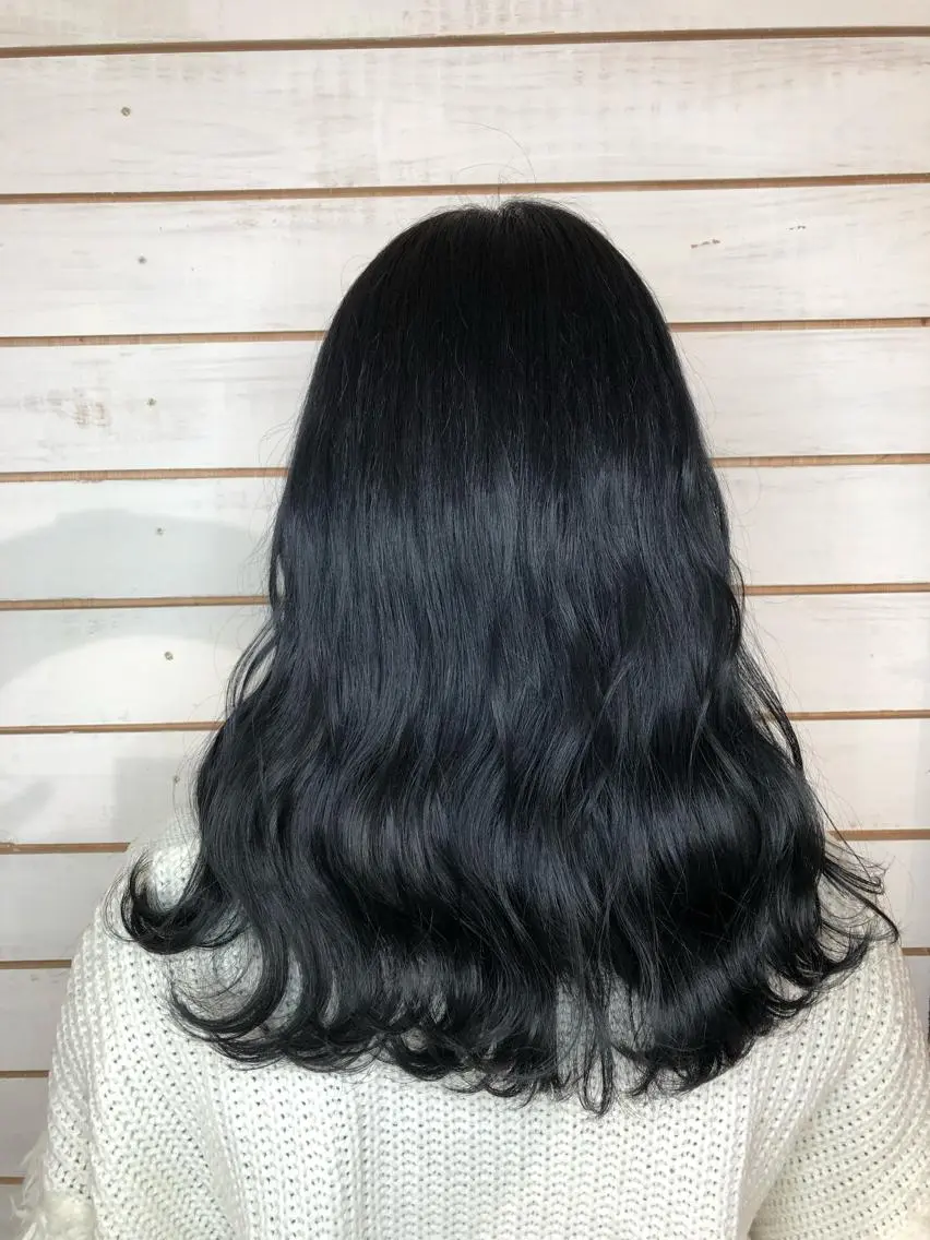 セミロング カラー 黒髪 ブルーカラー ブルーブラック ヘアカラー トリートメント 🧡艶髪/エクステ 🫧🧡YUKI❄️のヘアスタイル