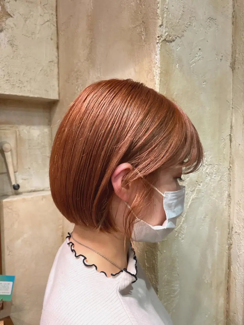 ショート カラー ベージュカラー オレンジ オレンジベージュ マンツーマン 美容師💚コウブチのヘアスタイル