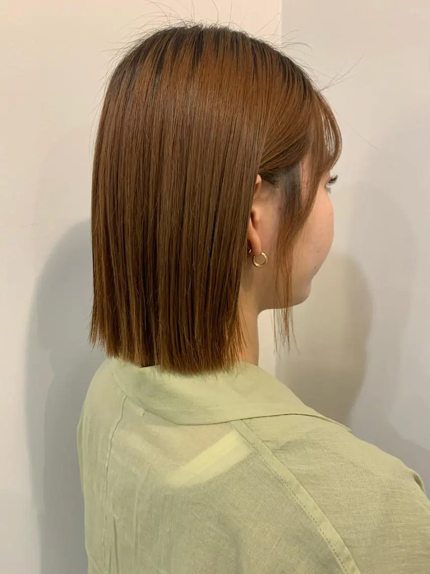 ミディアム カラー オレンジ Lolonois梅田 /Okazaki:)のヘアスタイル