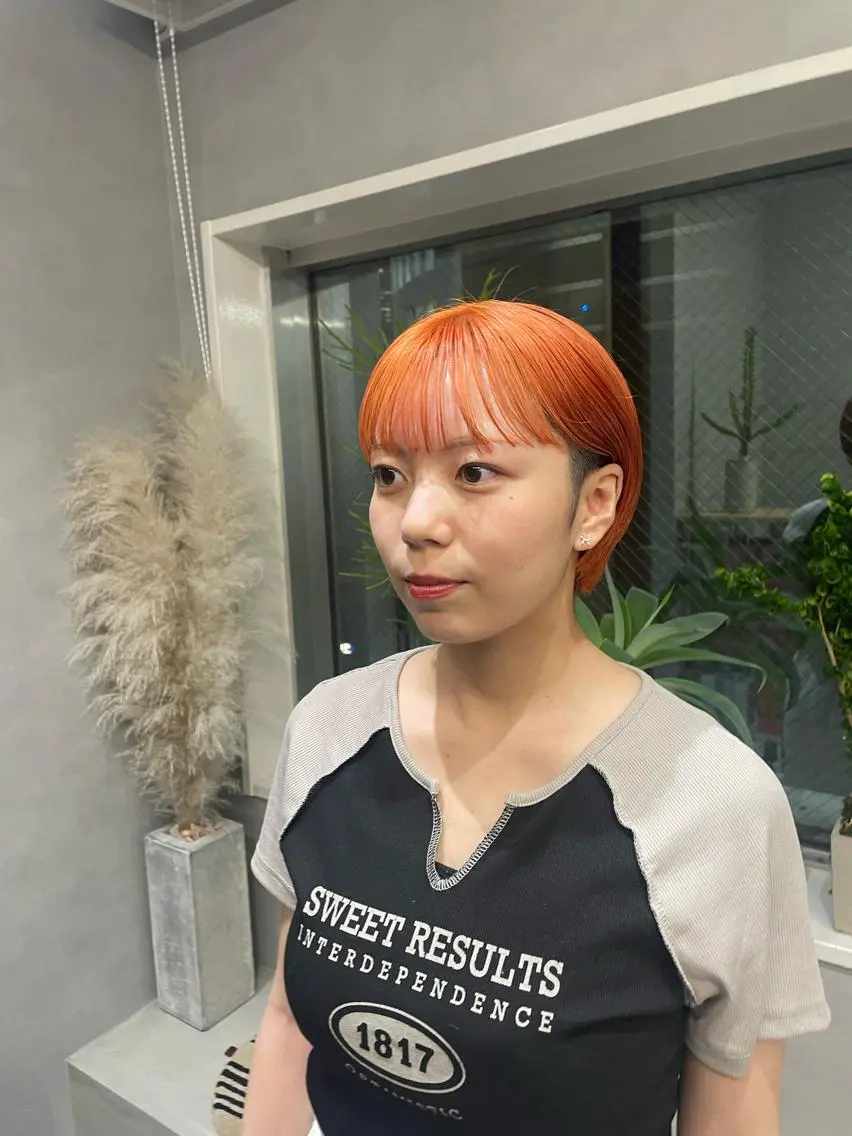 ショート カラー ショートボブ オレンジ ボブ ショートヘア yui/ layer cutのヘアスタイル