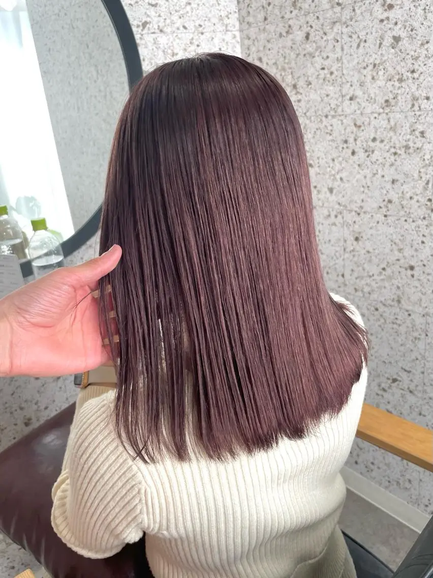 セミロング カラー ブラウンカラー ピンクカラー ピンクブラウン ヘアカラー トリートメント SHOTO ハイトー ン/ブロンドカラーのヘアスタイル