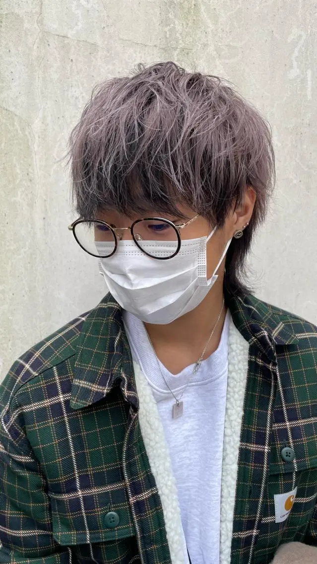 ショート カラー メンズ メンズウルフカット ツートーンカラー ウルフカット カット ヘアカラー トリートメント ヘアセット ハイトーン/ウルフ /レイヤー/坂野幸伸のヘアスタイル