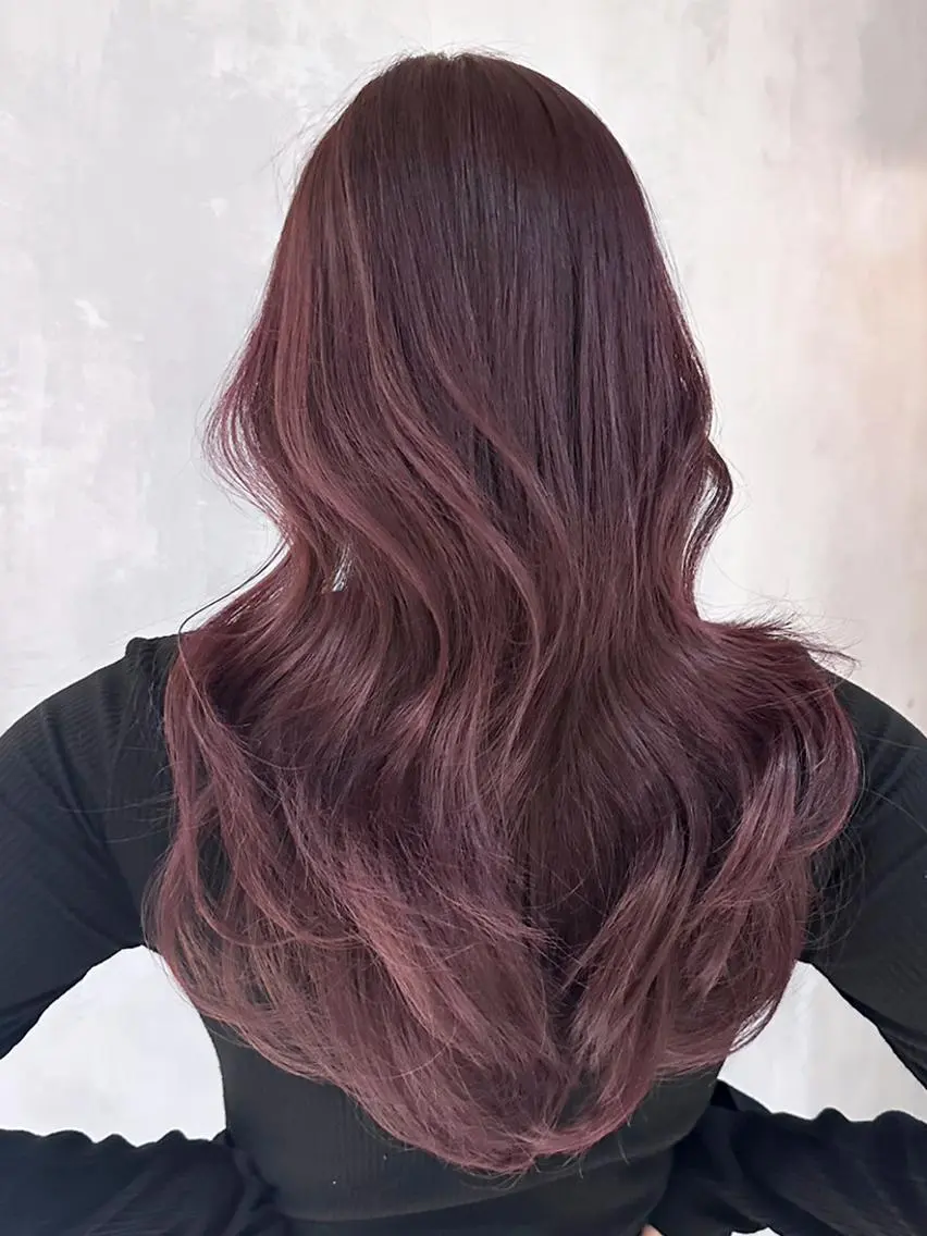 カラー セミロング カシス ピンクカラー カット ヘアカラー トリートメント ITbyALBUM 浦和店のヘアスタイル