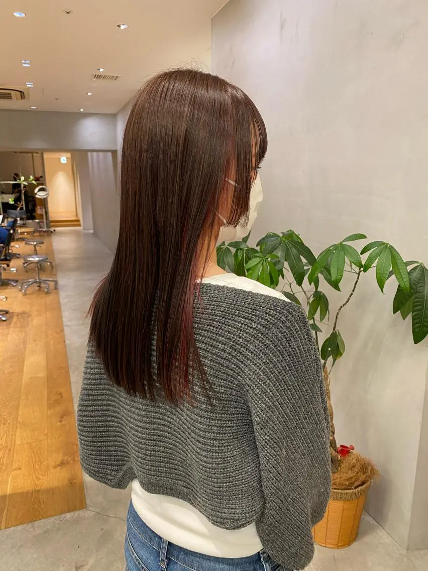 セミロング カラー ヘアアレンジ インナーカラー 姫カット 、 、のヘアスタイル
