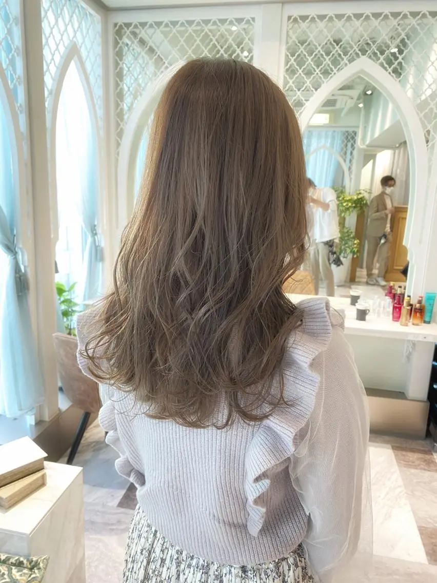 セミロング ヘアカラー トリートメント ブリーチなしダブル カラー縮毛矯正　下野のヘアスタイル