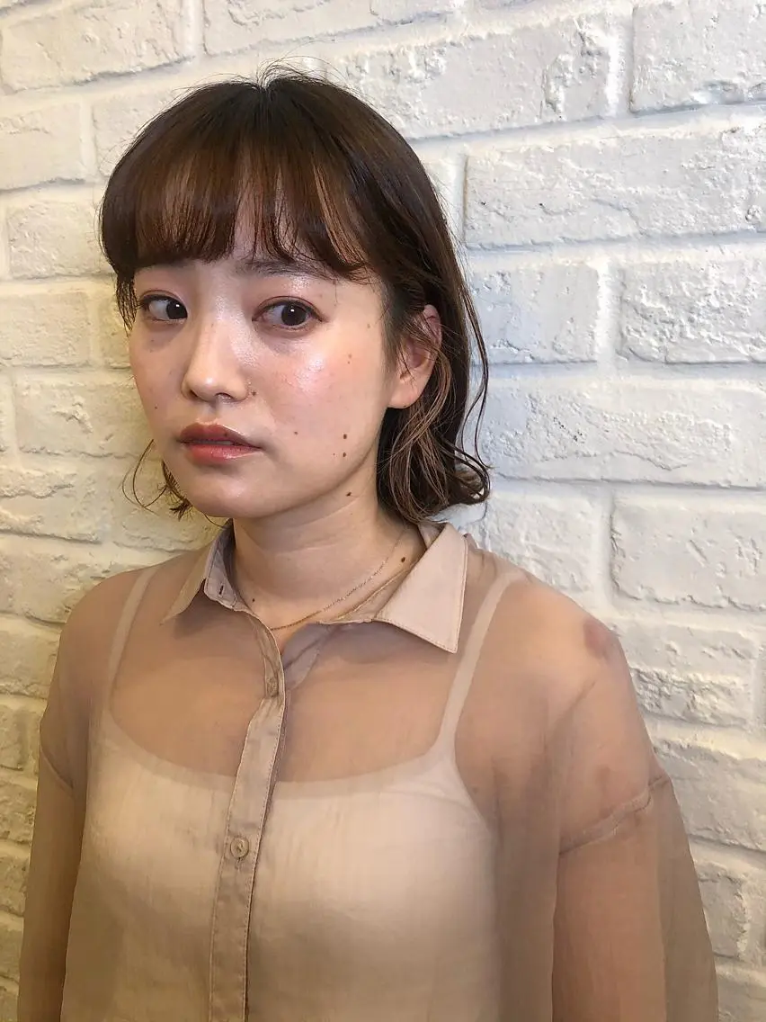 ミディアム ヘアアレンジ 抜け感ボブ×パーマ |kazaneのヘアスタイル