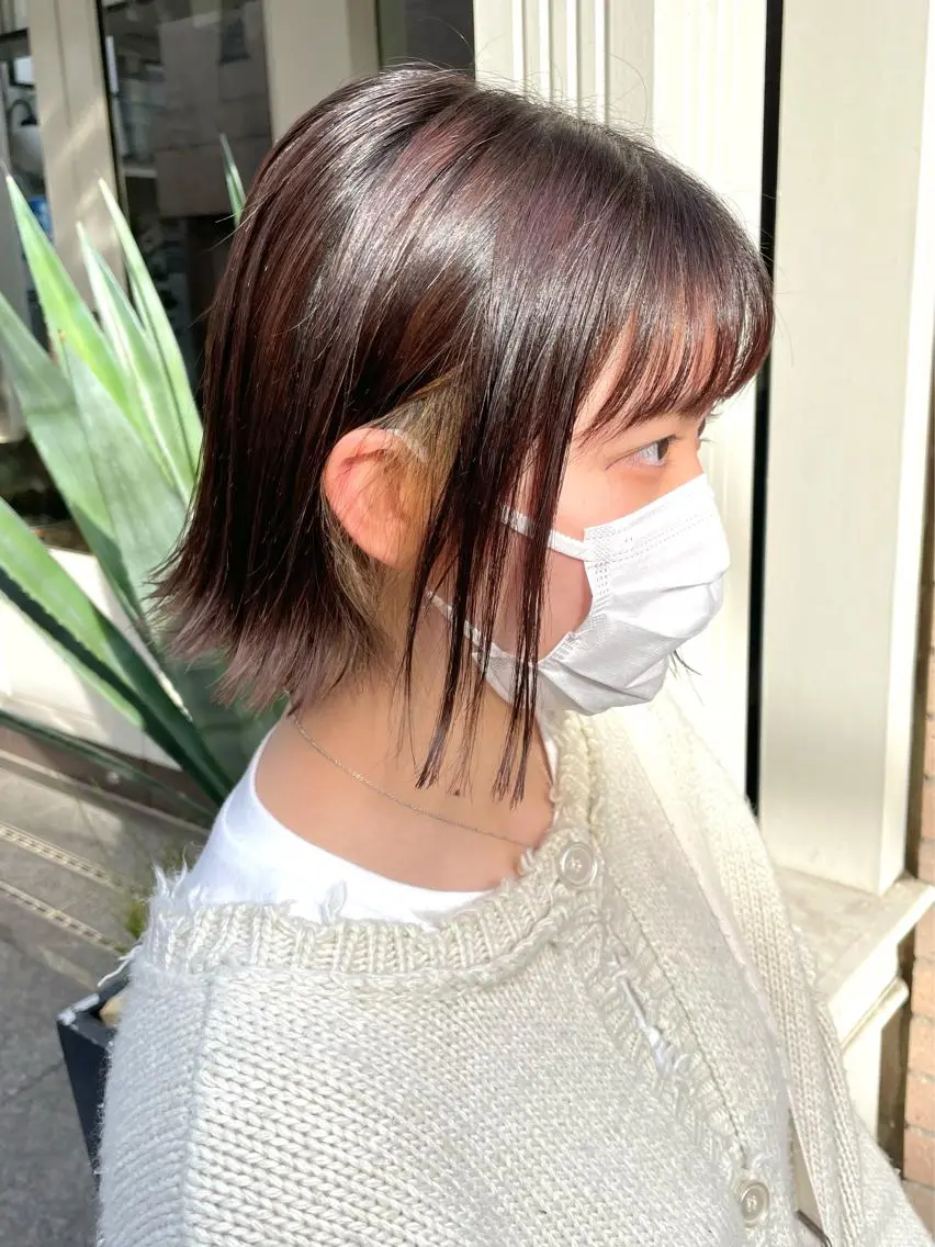 ショート カラー ベージュカラー 透明感カラー ハイライトカラー ボブ ハイライト 髪質改善 縮毛矯正/ レイヤー/銀座/本木のヘアスタイル