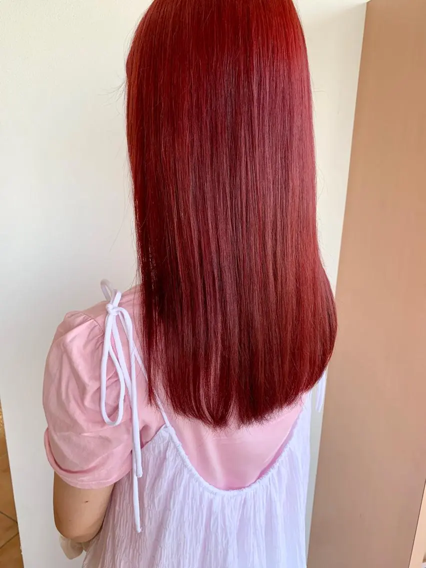 ロング カラー レッドカラー ヘアカラー karen ☺︎のヘアスタイル
