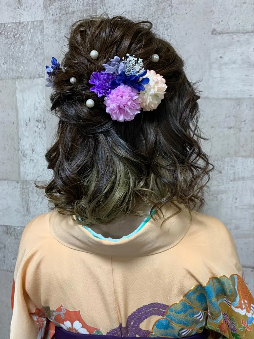 ショート ヘアアレンジ ハーフアップ ショートヘア Achieve 三ノ宮のヘアスタイル