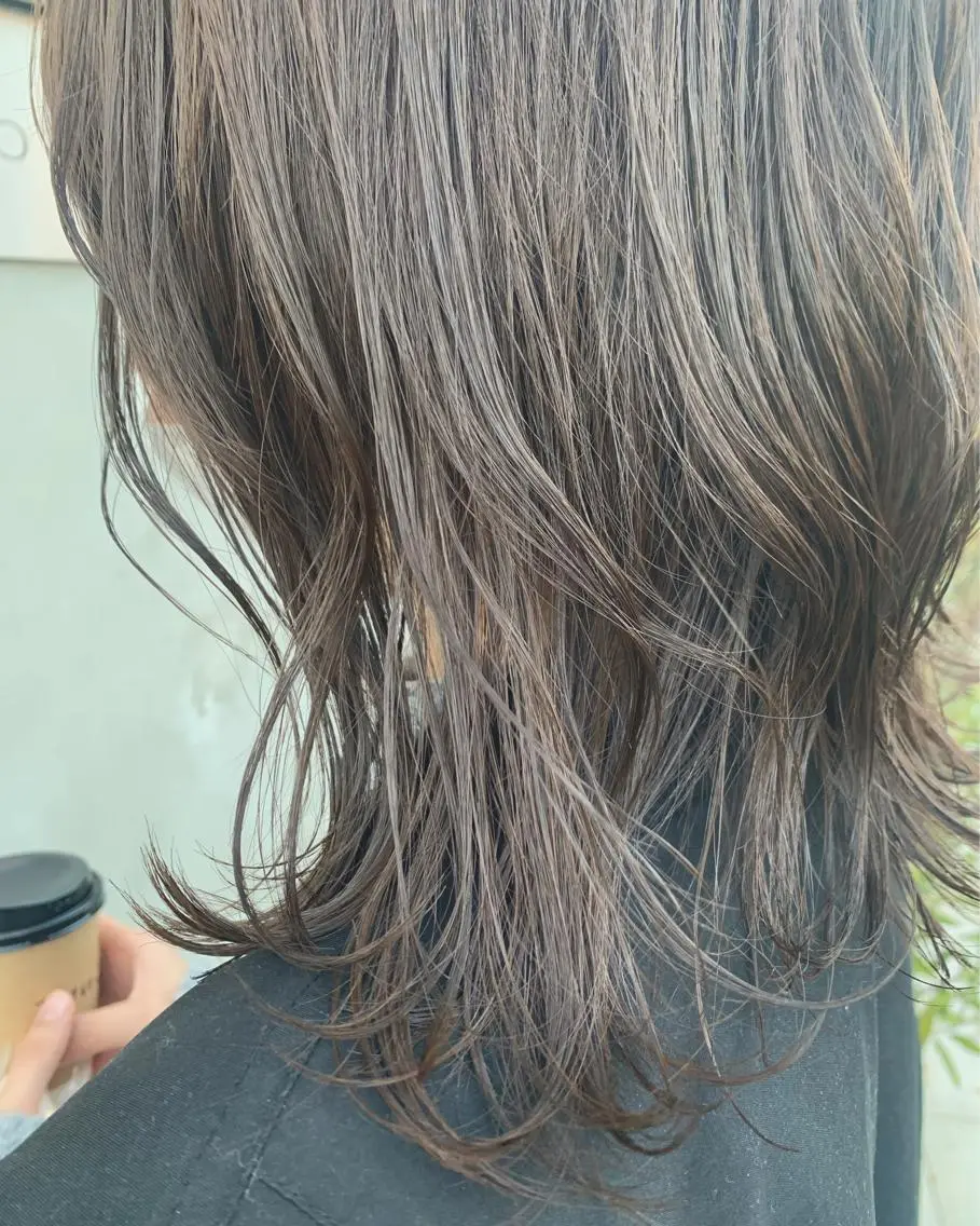 ミディアム カラー 透明感カラー オリーブグレー オレンジ ダブルカラー /まつ毛パーマ🎀のヘアスタイル