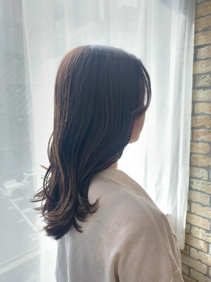 セミロング カラー ベージュカラー ヨシンモリ 韓国風ヘア 韓国🇰🇷髪質改善 Chisaki치사키のヘアスタイル