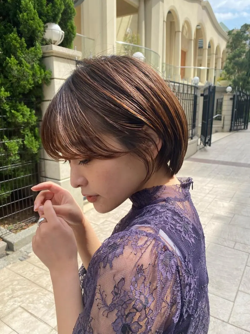 ショート カラー パーマ ヘアアレンジ ✨艶髪✨ 奈須晴香のヘアスタイル