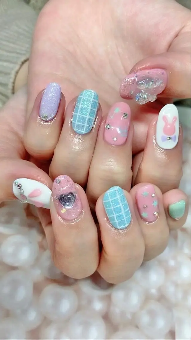 ネイル ジェルネイル 韓国ネイル 持ち込み パラジェル ハンドネイル Nail&eye Belire 新宿のネイルデザイン