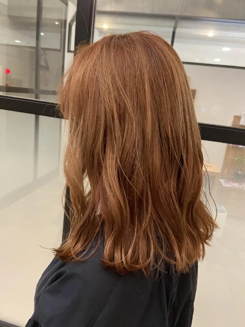 ミディアム オレンジブラウン 吉田有里🔸 カラーリスト🔸鎌倉のヘアスタイル