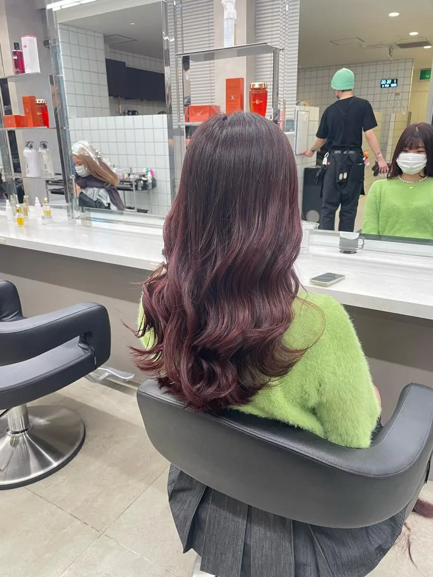 ミディアム カラー パーマ ヘアアレンジ メンズ キッズ ネイル マツエク・マツパ アイブロウ 🦋縮毛/韓国レイヤ ー/透明感カラー🦋のヘアスタイル