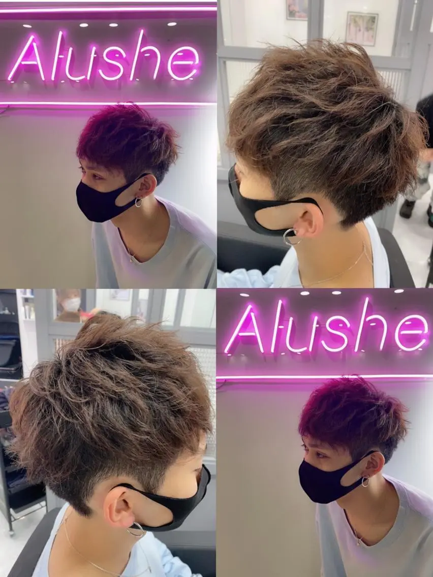 ショート カラー パーマ ヘアアレンジ メンズ 🔥メンズパーマ 特化 渡辺一翔のヘアスタイル