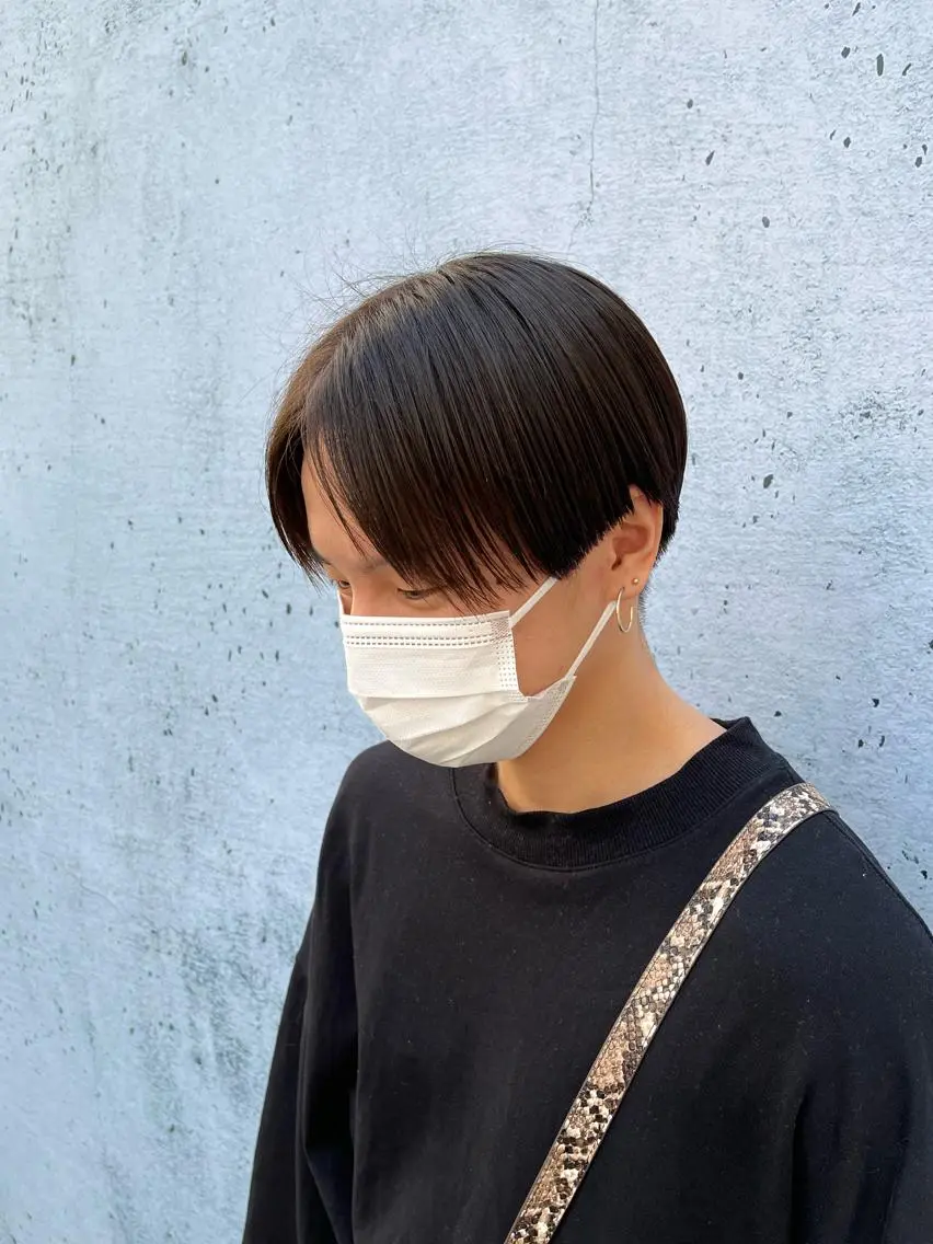 ショート メンズ ショートボブ センターパート マッシュ 刈り上げ ハンサムショート ショート/パーマ/ カラー/FUKOのヘアスタイル