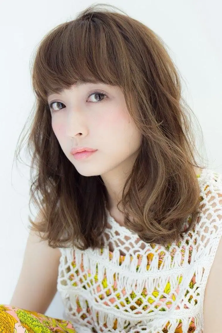 ミディアム セミロング ロング カラー パーマ 内藤 達也のヘアスタイル