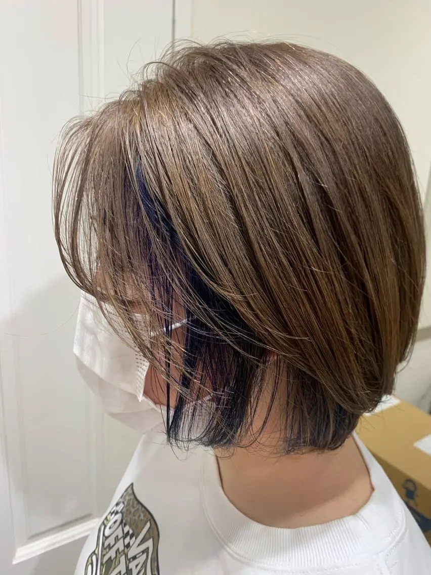 ミディアム ヘアカラー トリートメント 渋谷ハイトーン/ デザインカラー阿部のヘアスタイル