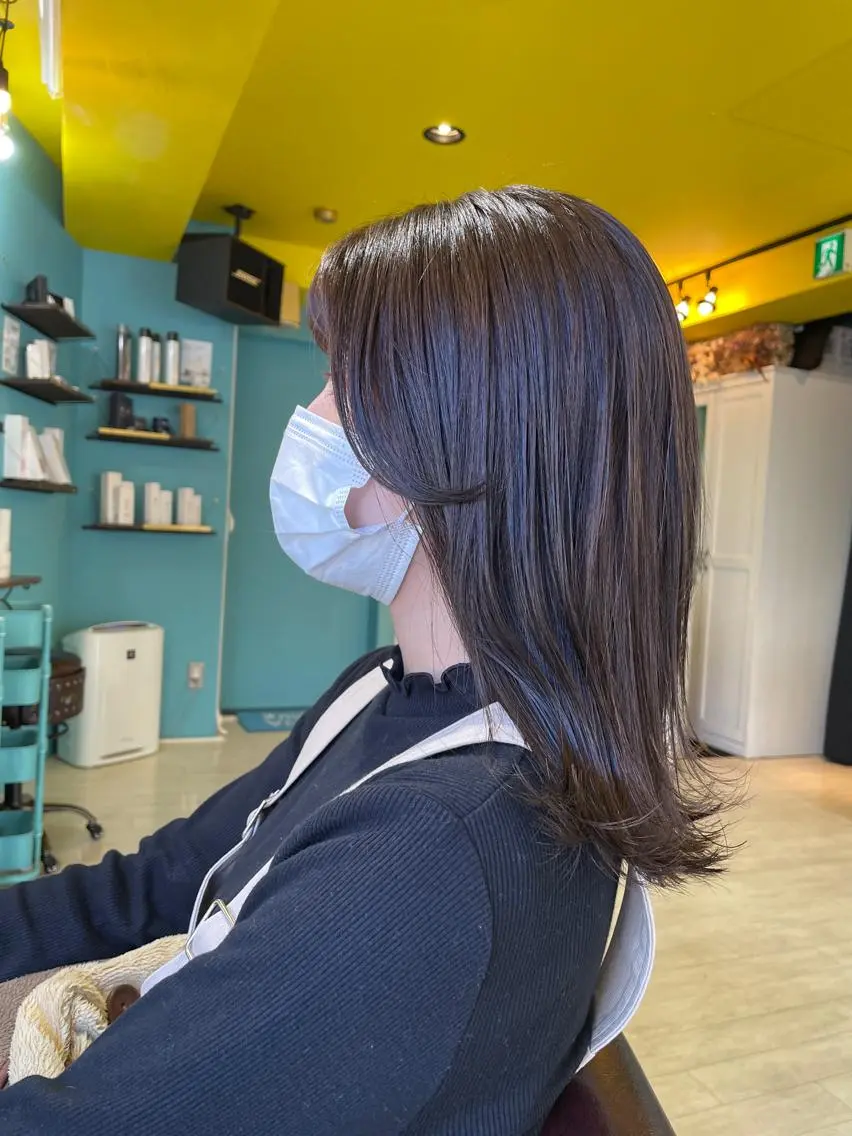 セミロング カラー パーマ アッシュ カット ヘアカラー 縮毛矯正 トリートメント 末石 智のヘアスタイル