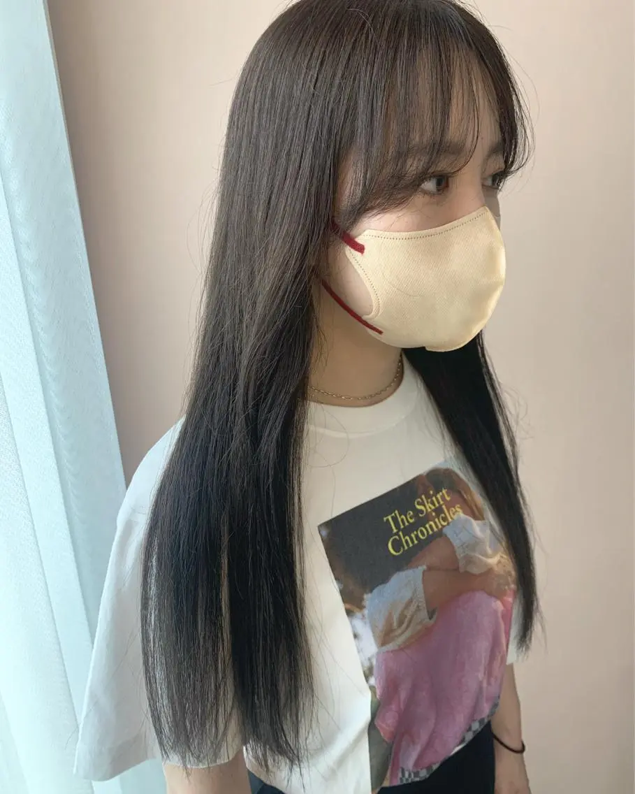 ロング カラー ベージュカラー ブリーチ ブリーチなしカラー オリーブベージュ hubhair レイヤー/透明感のヘアスタイル
