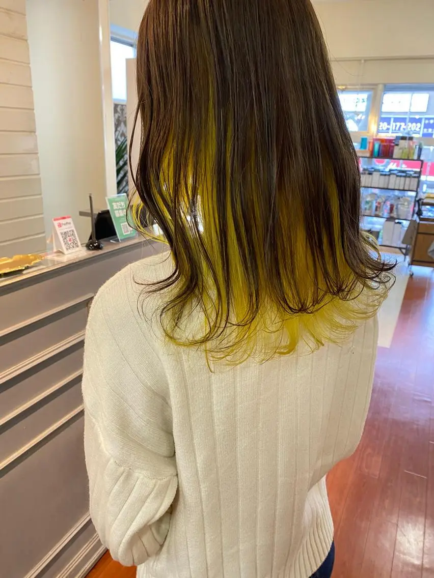 ミディアム カラー イエローカラー カット ヘアカラー ヨシダ トオルのヘアスタイル