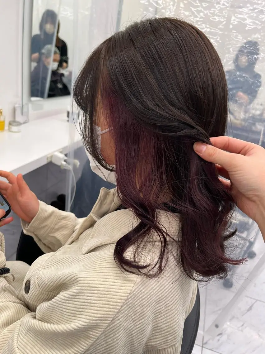 ミディアム ヘアカラー トリートメント ヘッドスパ ヘアセット 寒色/ベージュヘア ブリーチありMiOのヘアスタイル