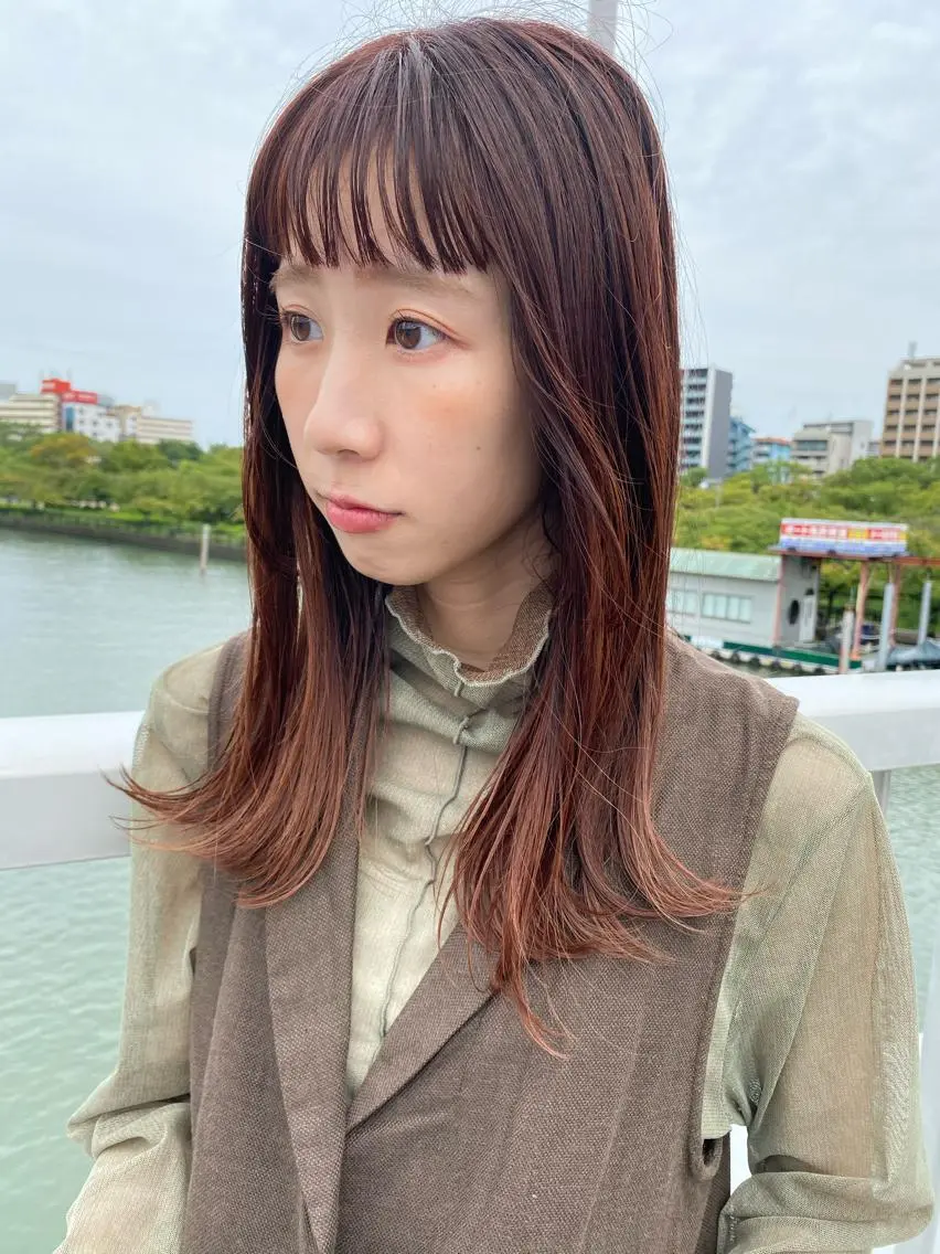 ミディアム くびれヘア 似合わせカット 小顔カット カット ヘアカラー トリートメント カラー得意【梅田】 瀧本友梨乃のヘアスタイル