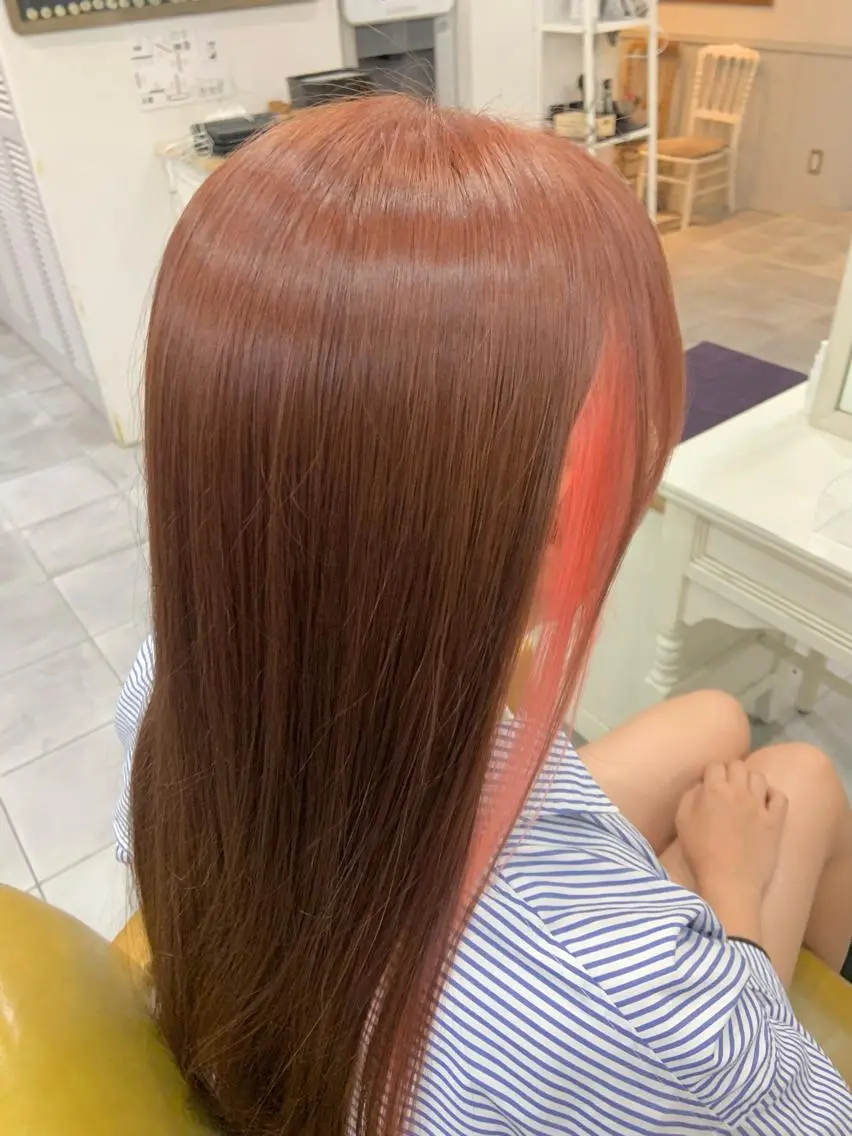 ロング カラー ブラウンカラー ピンクカラー ピンクブラウン 顔まわりカット/ボブ /♡とーこ♡のヘアスタイル