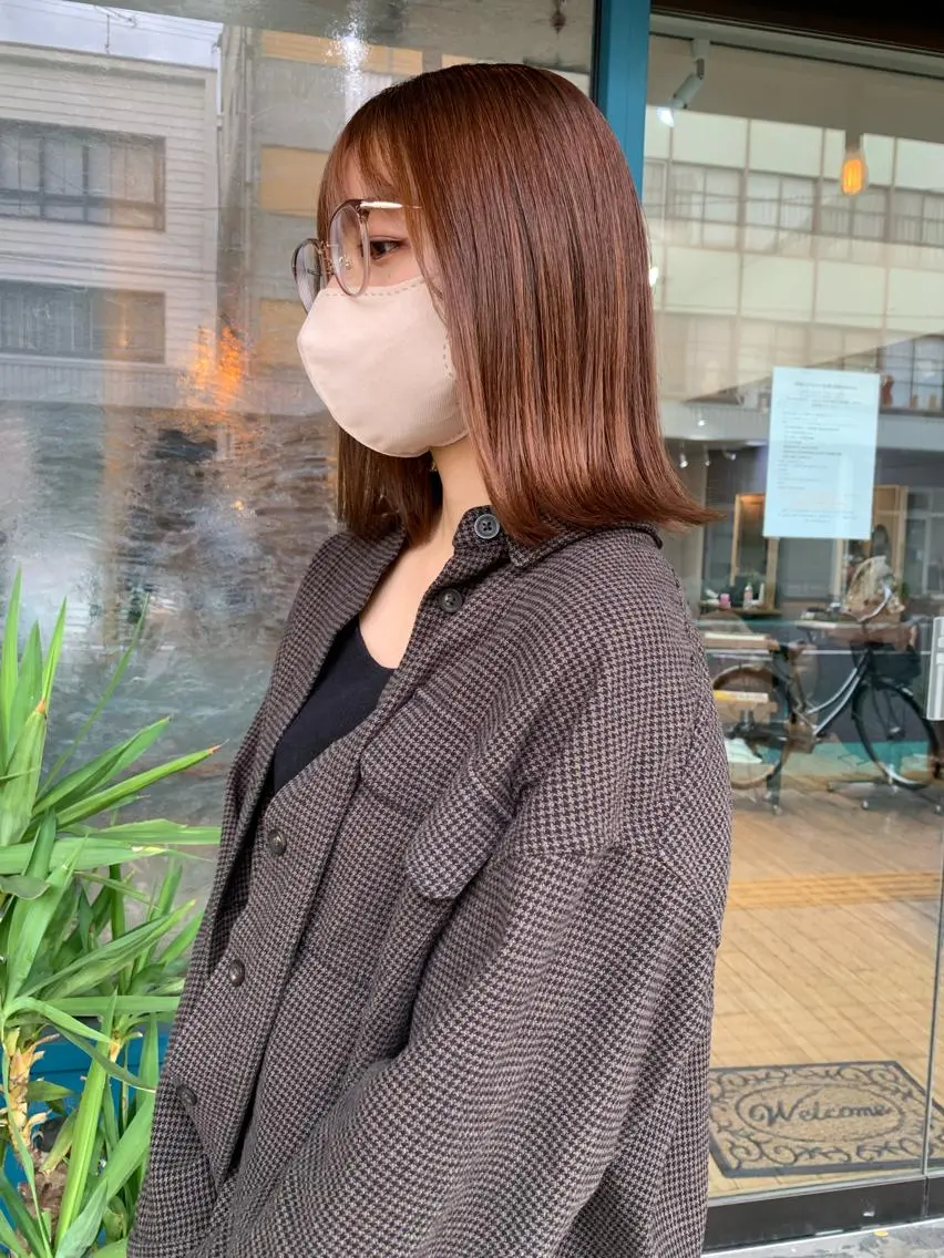 ミディアム チョコレートブラウン ボブ カット ヘアカラー Loa misakiのヘアスタイル