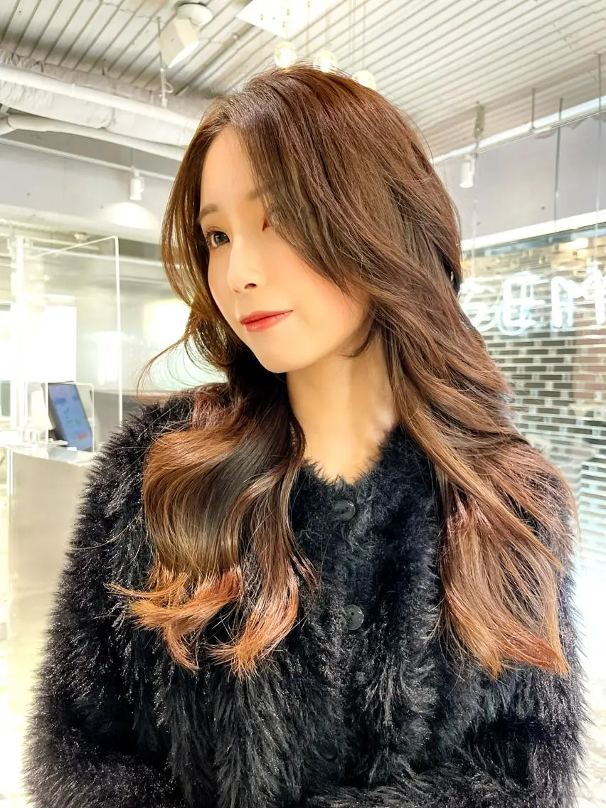 ロング カラー ヘアアレンジ レイヤー/髪質改善 縮毛/ハッシュカットのヘアスタイル