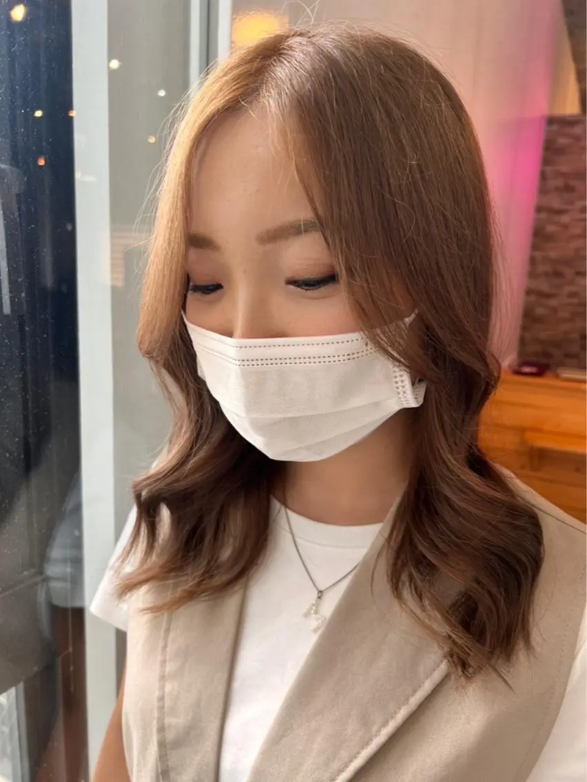 ミディアム カラー ヘアカラー&縮毛矯正 STAR☆RIVERのヘアスタイル